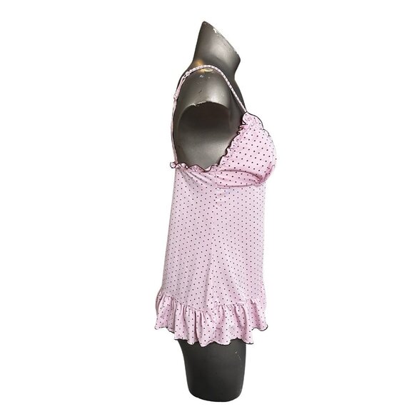 Vintage Y2K 90s Rampage Pink Polka Dot Baby Doll Top Cami - Large - Picture 3 of 4